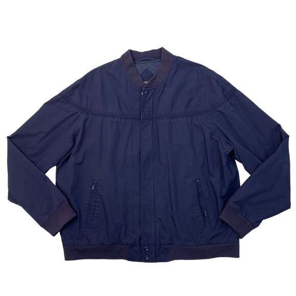 Vintage David Taylor Jacket Mens XLT Tall Navy Ribbed Long Sleeve Zip Pocket - Picture 1 of 10